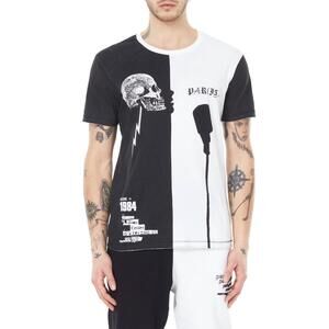 NEW ELEVEN PARIS paris is punk knit printed t-shirt in black/white